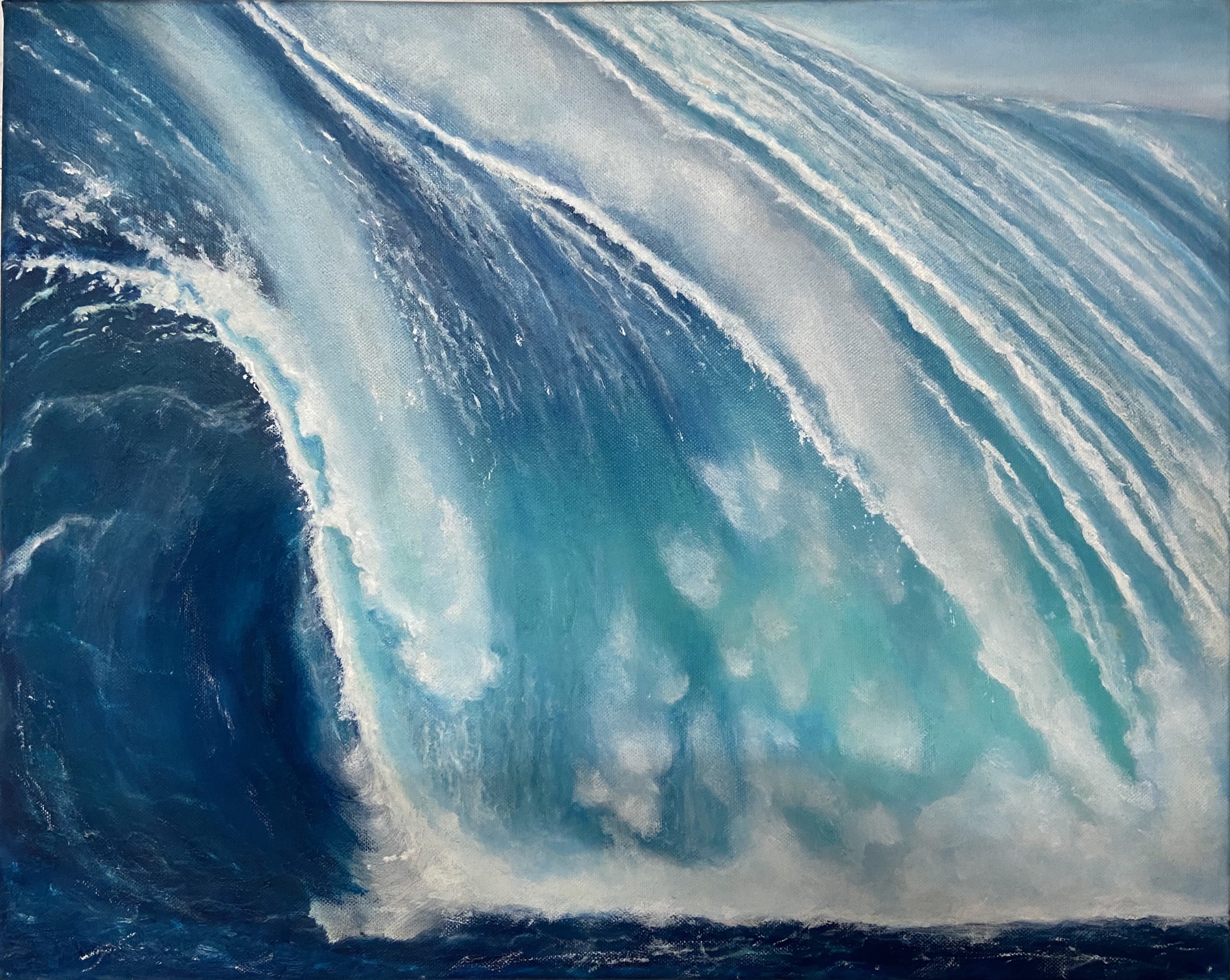 Tosende Welle Kraft des Wasser Ölbild Original